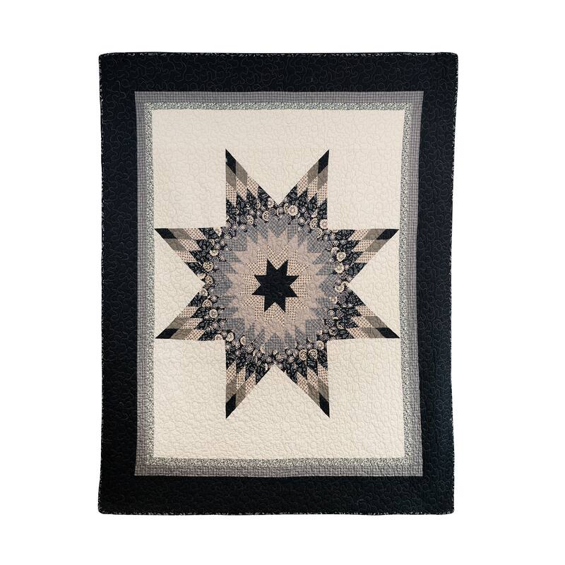 Donna Sharp Lexington Star Cotton Pieced Throw - 50" x 60" - Black/Grey/Cream
