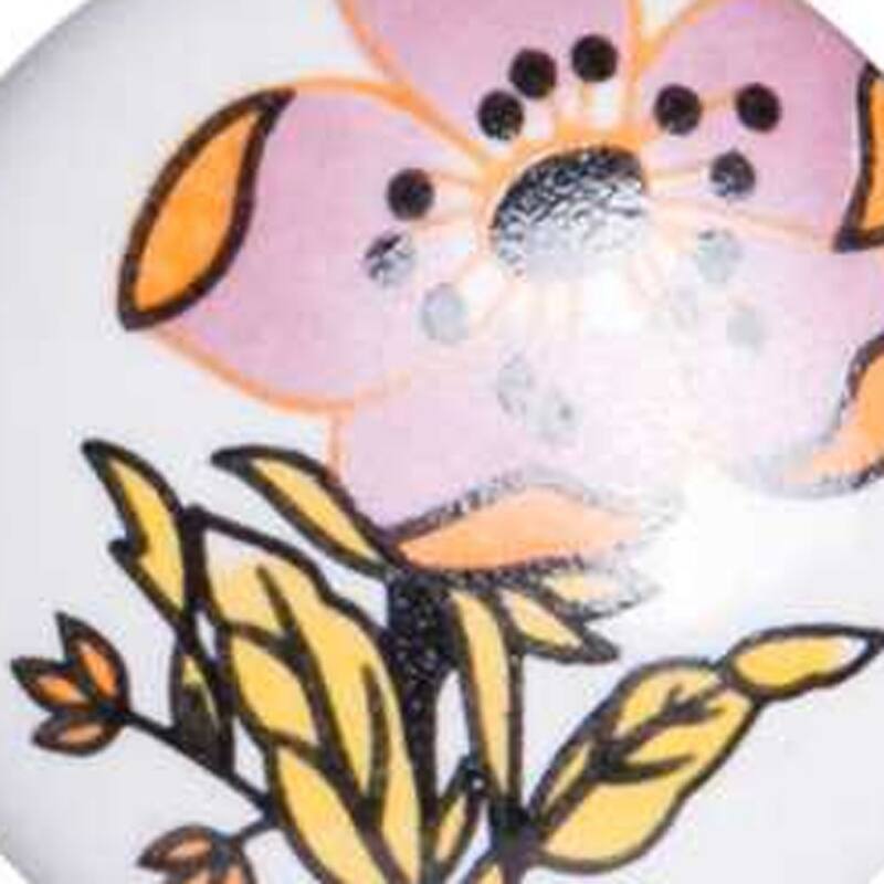 Set of 12 Pink White Floral Ceramic Drawer Knobs Hand-Painted Round Cabinet Pulls for Living Room Decor - 1.5” x 1.5” x 1.5”