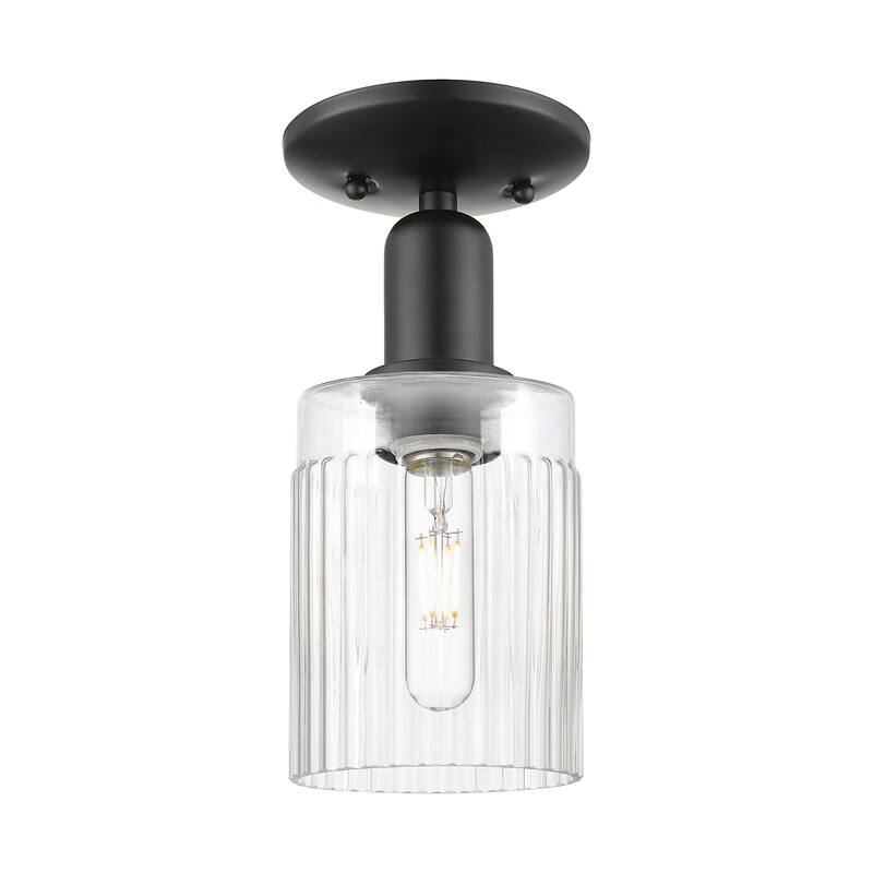 Innovations Lighting 716-1C-11-5 Hadley Semi-Flush Hadley 5" Wide - Matte Black / Clear