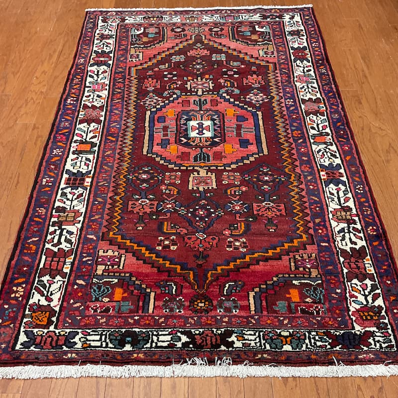 HERAT ORIENTAL Hand-knotted Tribal Hamadan Wool Rug - 4'3 x 6'8