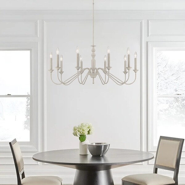 The Gray Barn Stable View 6-Light Rustic French Country Island Chandelier for Kitchen - D39* H38 - Off-White