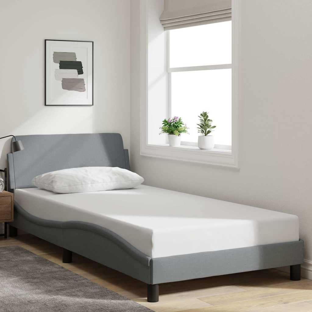 vidaXL Bed Frame with Headboard Light Gray 39.4"x79.9" Twin XL Fabric