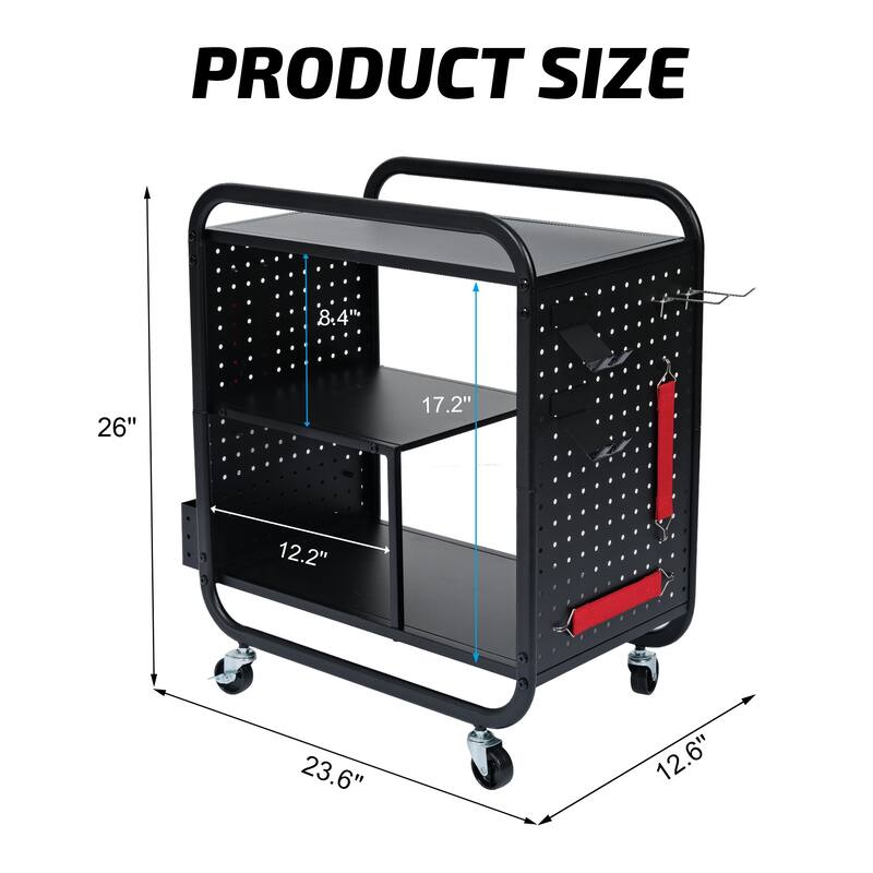 Gaming Organizer Cart with Multi-Level Storage and Wheels