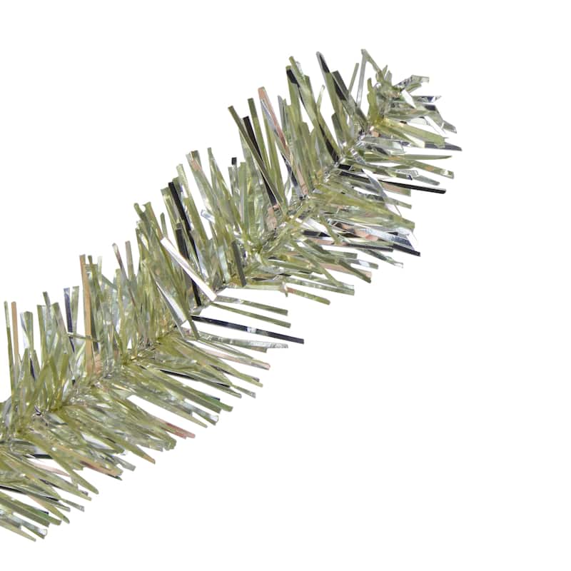 6' Pre-Lit Silver Champagne Artificial Metallic Tinsel Christmas Tree - Clear Lights