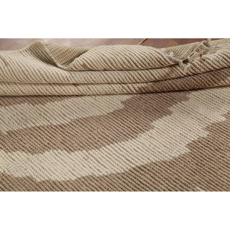 All-Over Striped Moroccan Oriental Area Rug Handmade Wool Carpet - 6'2"x 9'6"