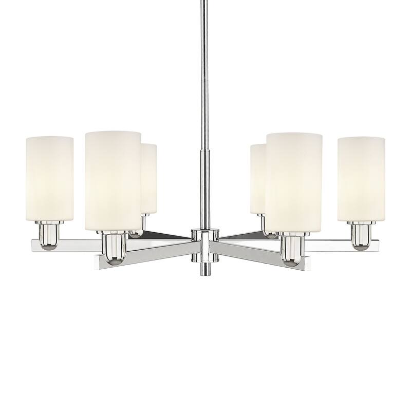 Innovations Lighting 716-6CR-11-34 Clymer Chandelier Clymer 6 Light - Polished Nickel / Matte White
