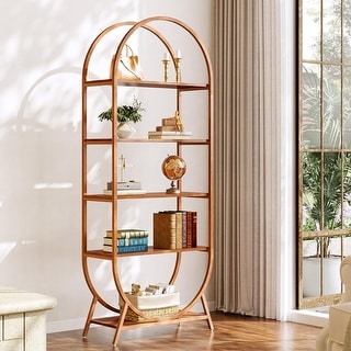 5 Tiers Arched Bookcase Bookshelf, 70.8 Inches Tall Storage Shelves with Metal Frame