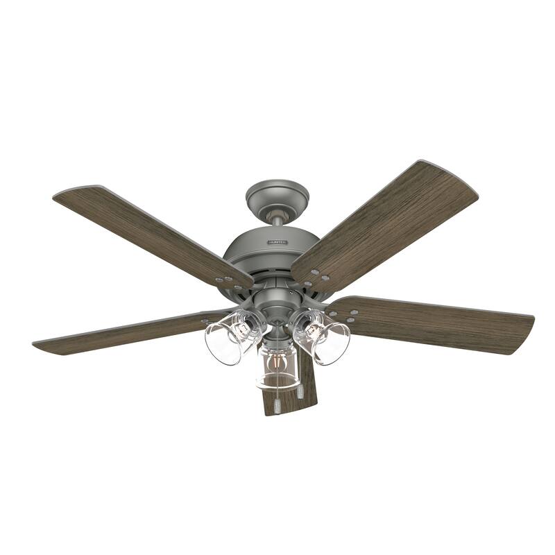 Hunter 52" Shady Grove Ceiling Fan with LED Light Kit/ Pull Chain, Standard or Flush Mount - Casual, Transitional