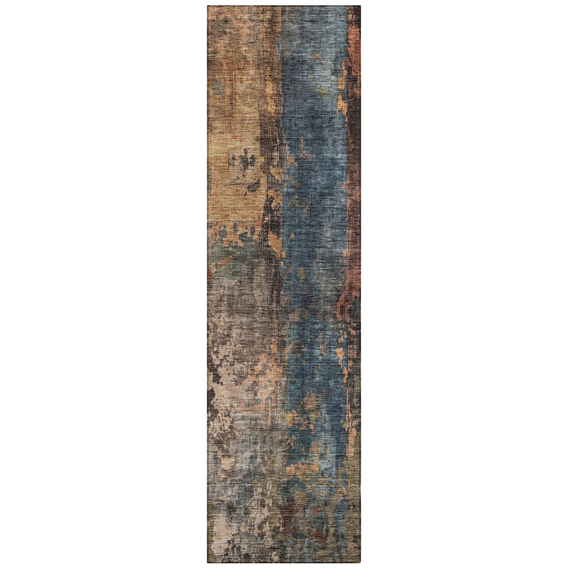Machine Washable Indoor/ Outdoor Abstract Contemporary Chantille Rug