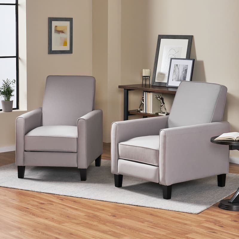 Darvis Recliners (Set of 2) by Christopher Knight Home - Light Gray + Dark Brown