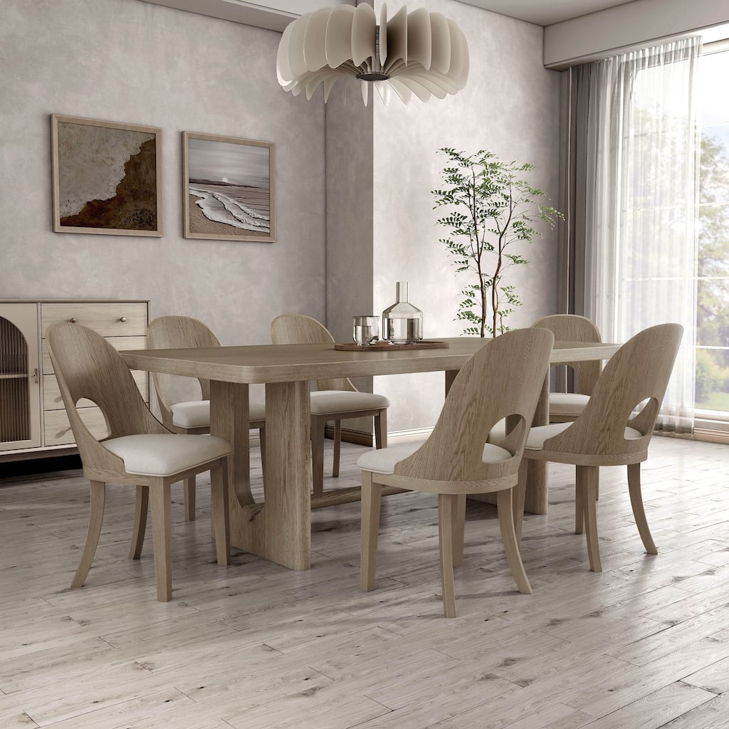 Furniture of America Piez Modern 7-Piece Solid Wood Dining Table Set
