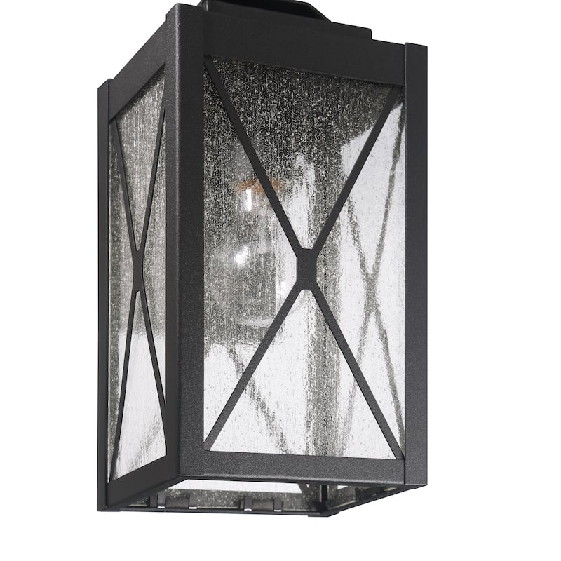 Charleston Metal and Glass Wall Mounted Outdoor Light - 6.4"L x 6.0"W x 12.0"H