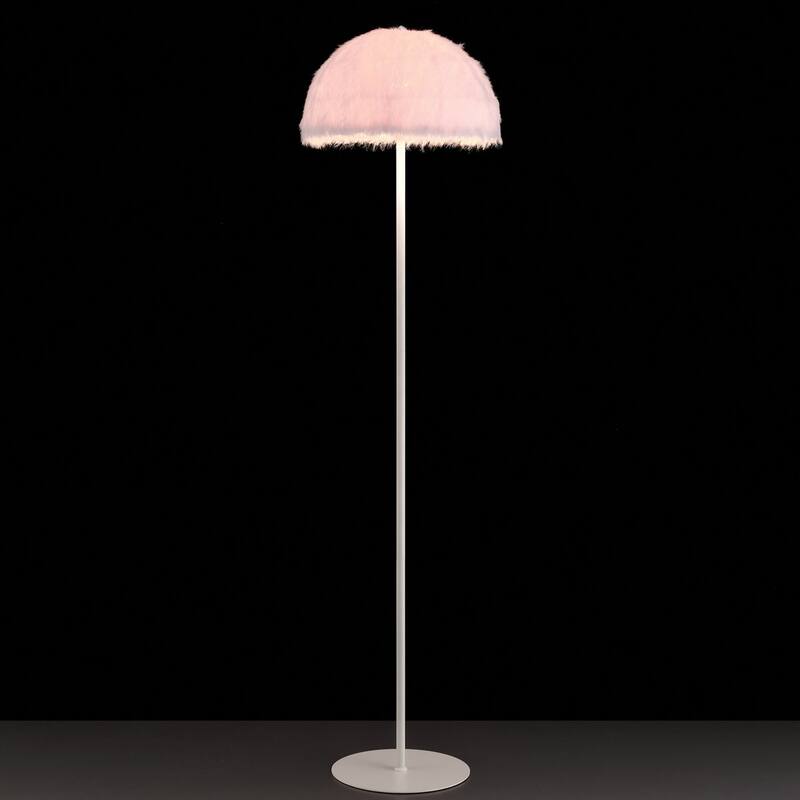 Acroma 63" Blush Pink Feather Floor Lamp with Dome Shade - 1-light