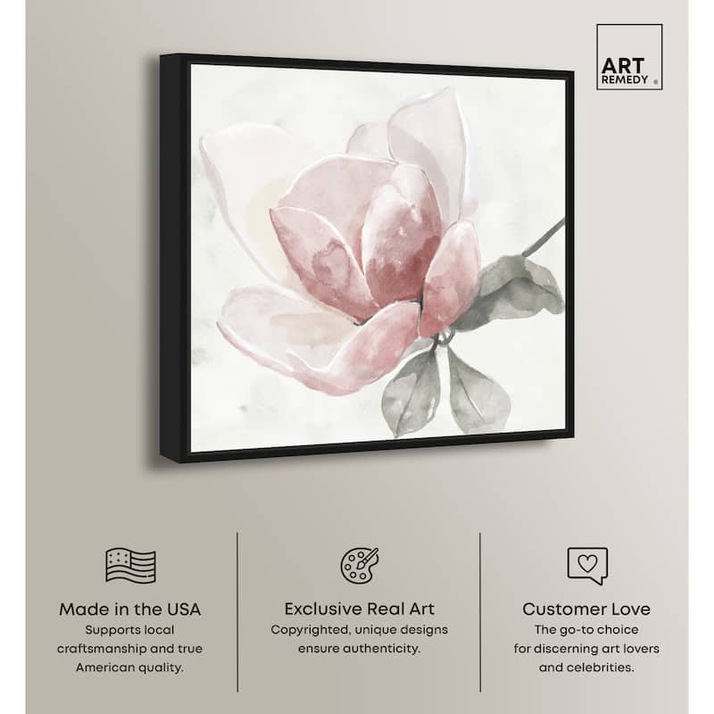 Art Remedy Faded Blush Rose Framed Floral Fine 1 Piece Canvas Wall Art