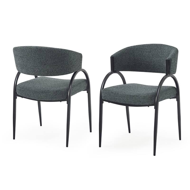 Modern Set of 2 Dining Chairs with Padded Backrest Seat, Metal Legs for Dining Room Living Room and Café