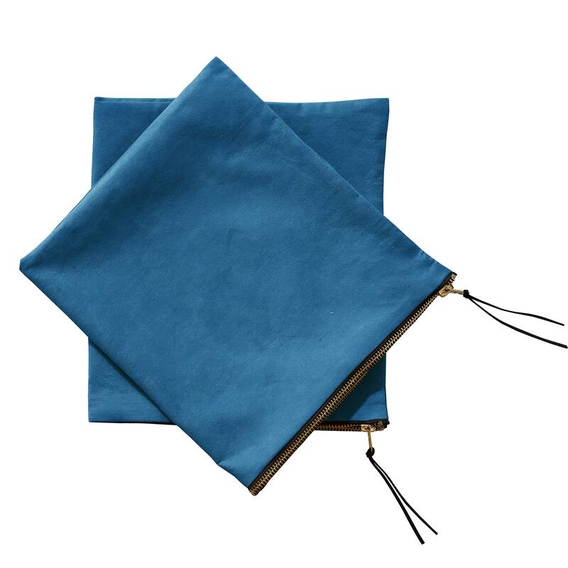 Suede 2 Piece Pillow Shell Set with Big Zipper, NO INSERT