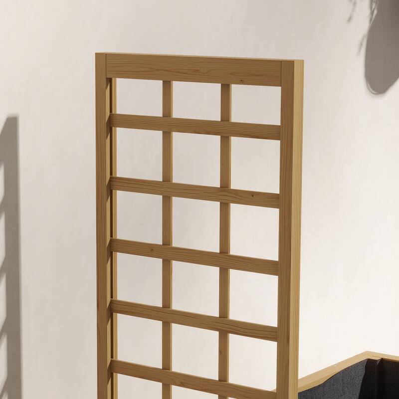 Elevated Wood Garden Bed Planter Box with Grid Trellis, Self-Draining