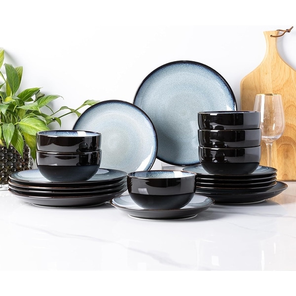 Ceramic Dinnerware Sets,Handcraft Wavy Rim Stoneware Plates and