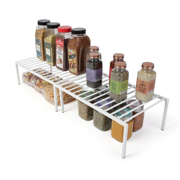 Smart Design Premium Expandable Cabinet Storage Shelf Rack