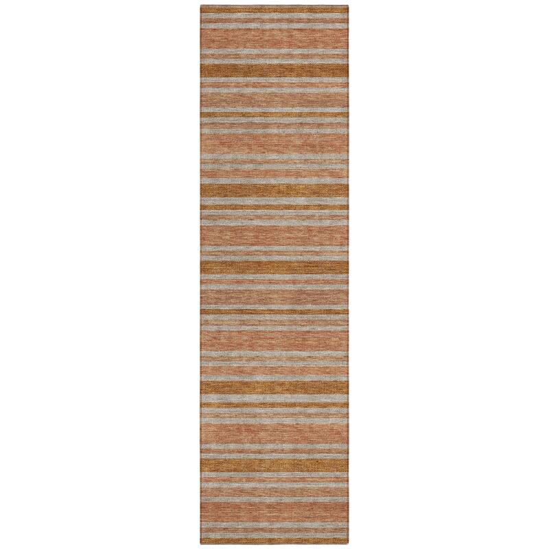 Machine Washable Indoor/ Outdoor Thin Cabana Stripe Chantille Rug