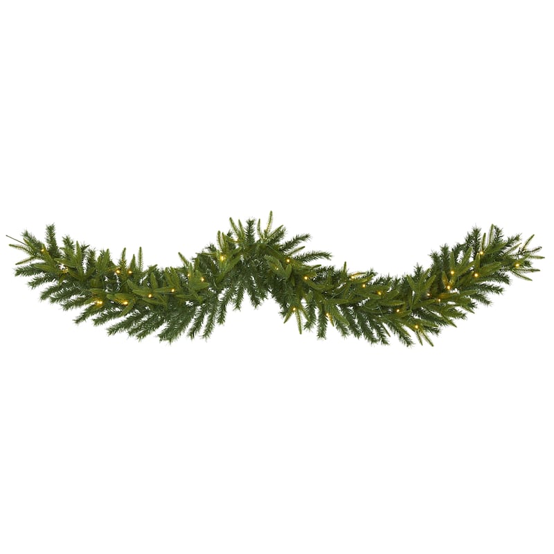 6' Green Pine Christmas Garland with 35 Clear LED Lights