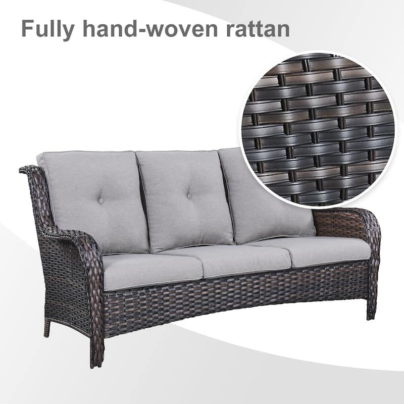4-piece Outdoor Patio Sofa Chair Set With Fire Pit Table