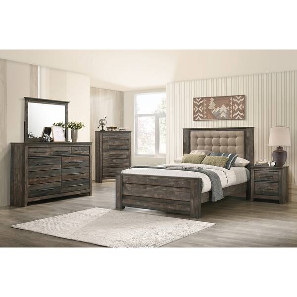 Shop Weston Weathered Dark Brown 5 Piece Bedroom Set With 2 Nightstands Overstock 32116972