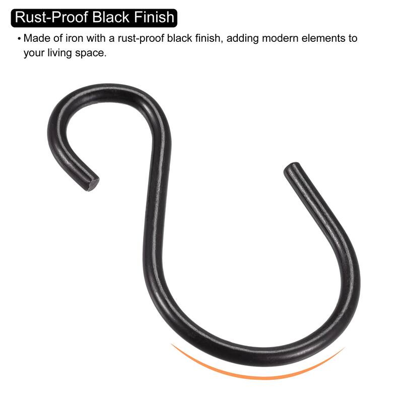 20pcs S Hanging Hooks 1.5 x 0.9 Inch S Shaped Hanger Black