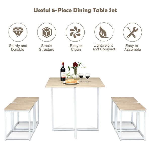Gymax 5 Piece Dining Table And Chairs Set Metal Legs Gymax 5 Piece Dining Table And Chairs Set Metal Legs