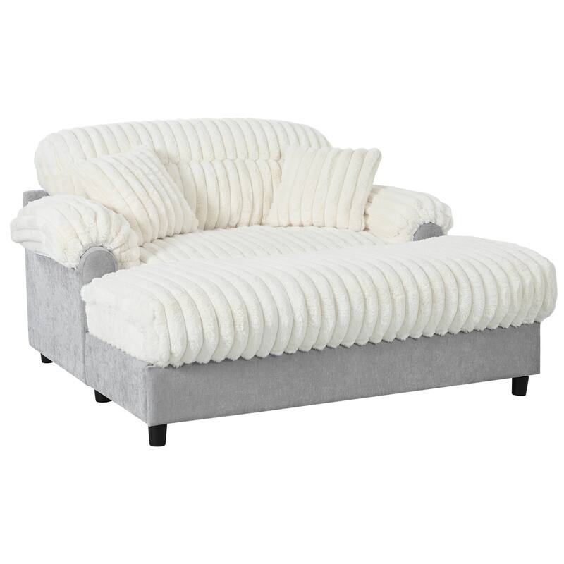 Luxury Cloud Chaise Lounge Sofa with 2 Plush Throw Pillows by Harper&Bright Designs