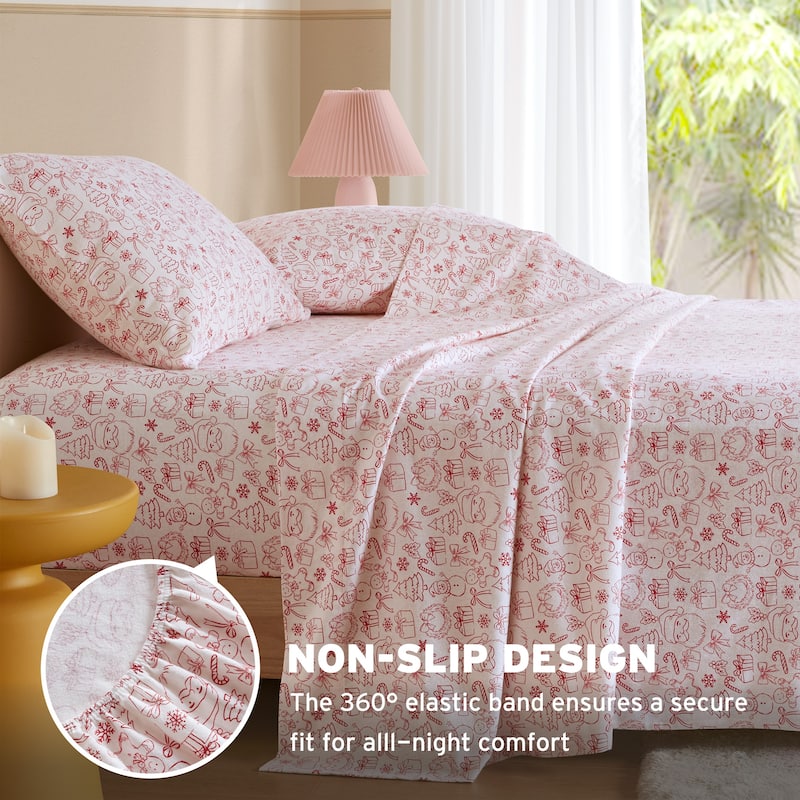 Intelligent Design Cozy Soft Cotton Flannel Printed Sheet Set