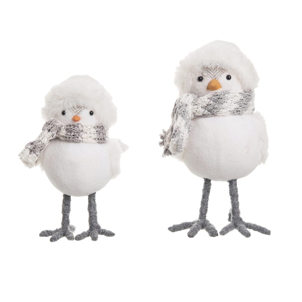 Transpac Foam 7 in. White Christmas Cozy Birds Set of 2