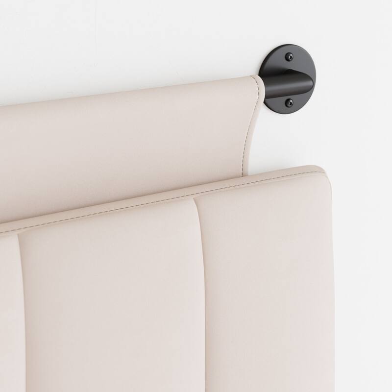 Nathan James Remi Wall Mount Tufted Headboard with Adjustable Straps and Black Metal Rail