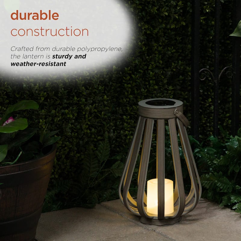 Solar Grey Decorative Plastic Lantern with Warm White LED