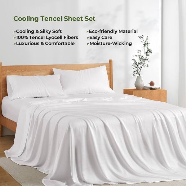 100 Tencel Cooling Bedding Sheet Set, Silky Smooth & Breathable