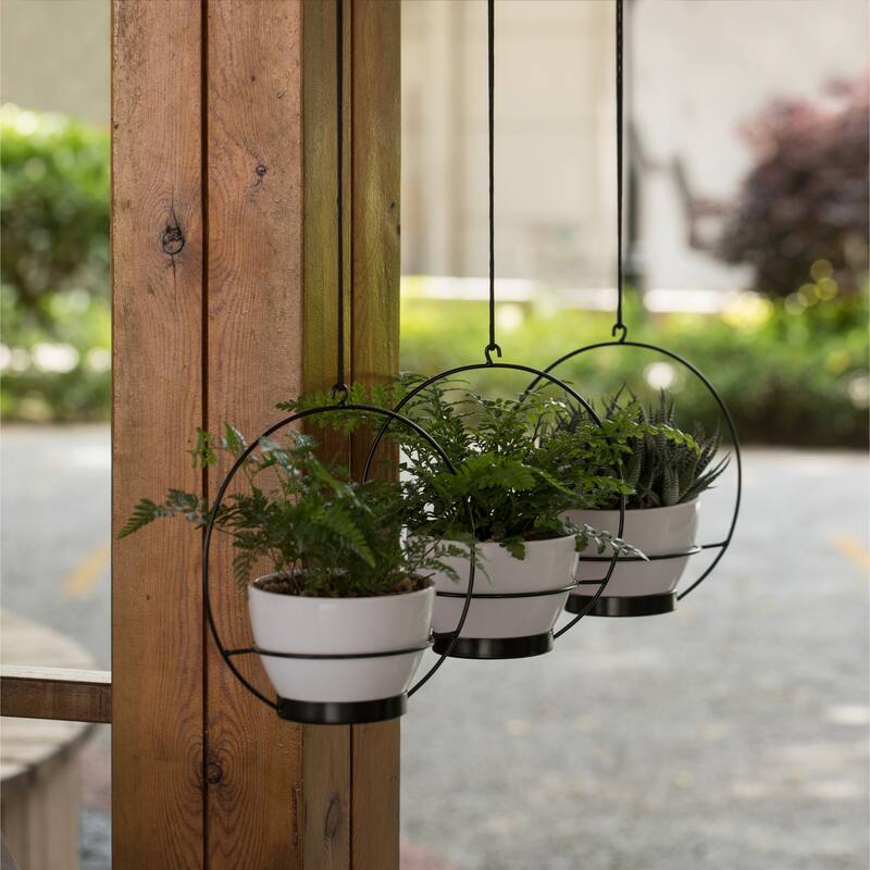 Decorative Metal Hanging Planter with Tree Pots for Flowers