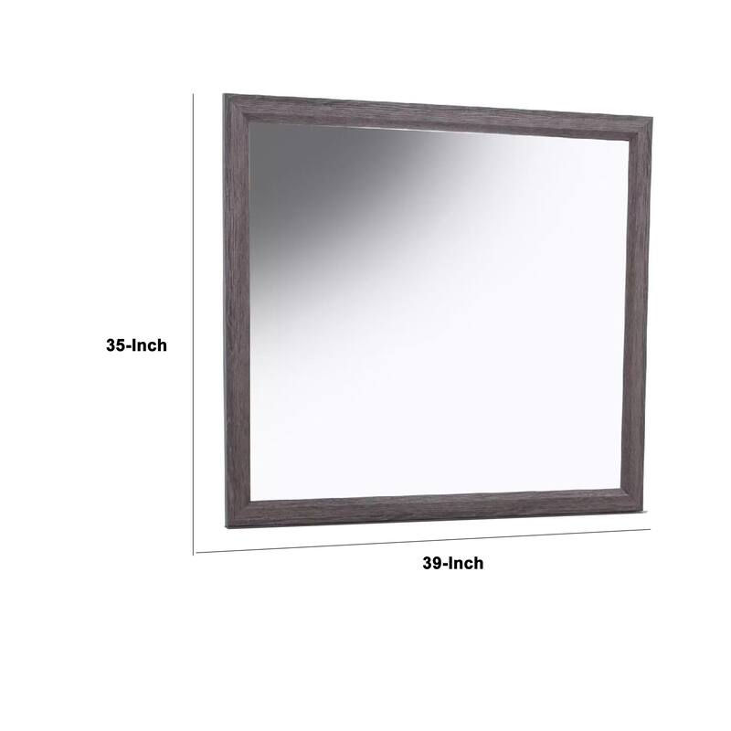 Dresser Mirror, Foil Gray Solid Wood, 35x39 Broad Frame Design - Foil Gray