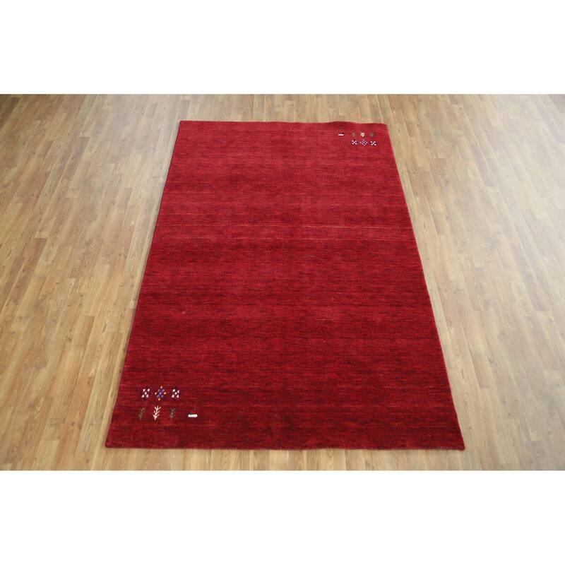 Hand Knotted Oriental 100% Wool Carpet Tribal Tribal Red Gabbeh Area Rug - 8' 0'' X 5' 2''