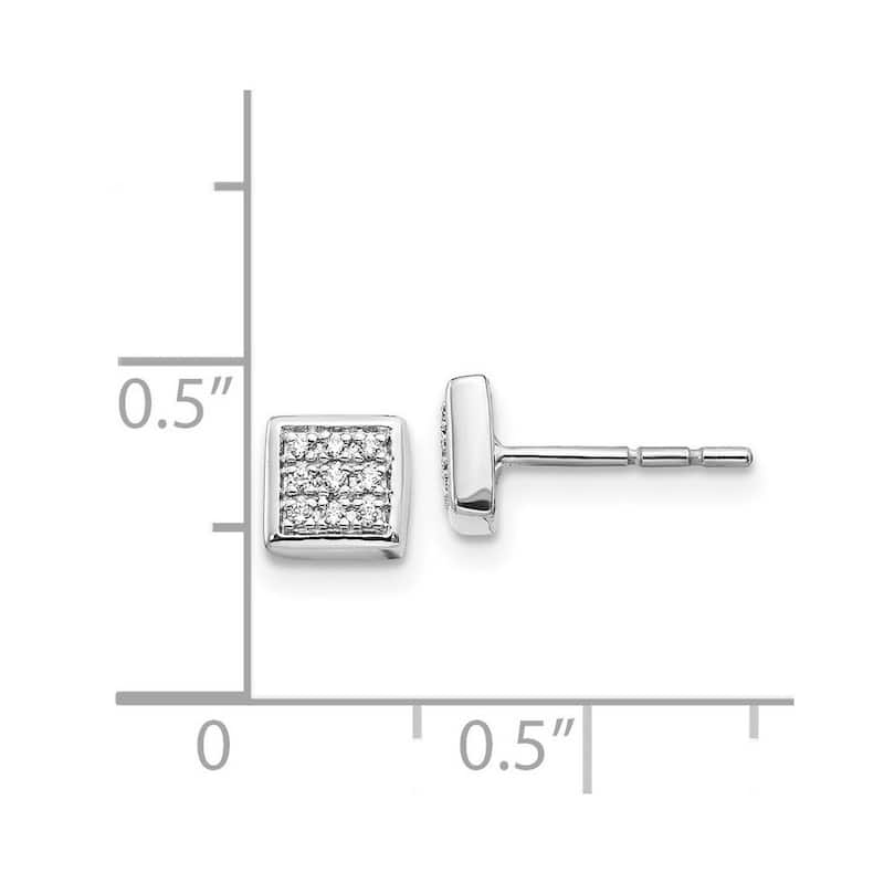 Curata 14k White Gold Diamond Post Earrings - 6x6mm Wide