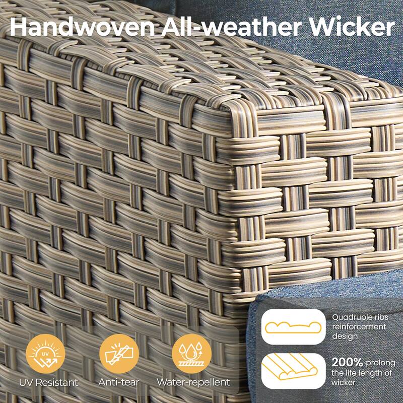 HOOOWOOO 10-piece Rattan Wicker Patio Outdoor Furniture Fire Pit Set with Swivel Rocking Chairs