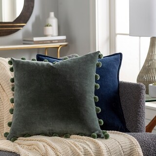 Sophus Cotton Velvet Pom Pom Throw Pillow