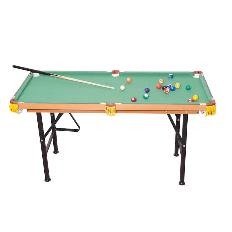 HomCom 55 in Realistic Fleece Compact Lightweight Foldable Pool Billiards Table