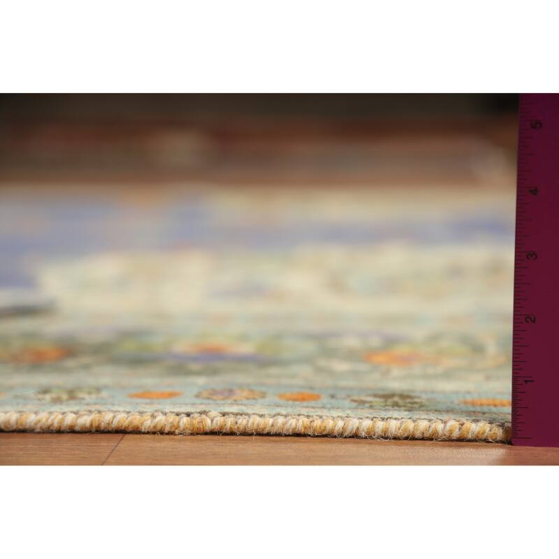 Hand Knotted Oriental 100% Wool Carpet Traditional Floral Purples Tabriz Area Rug - 11' 0'' X 8' 2''