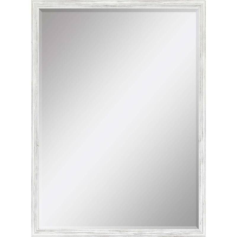 HomeRoots 39" White Wood Accent Mirror - 27.00 in. x 39.00 in. x 1.00 in.