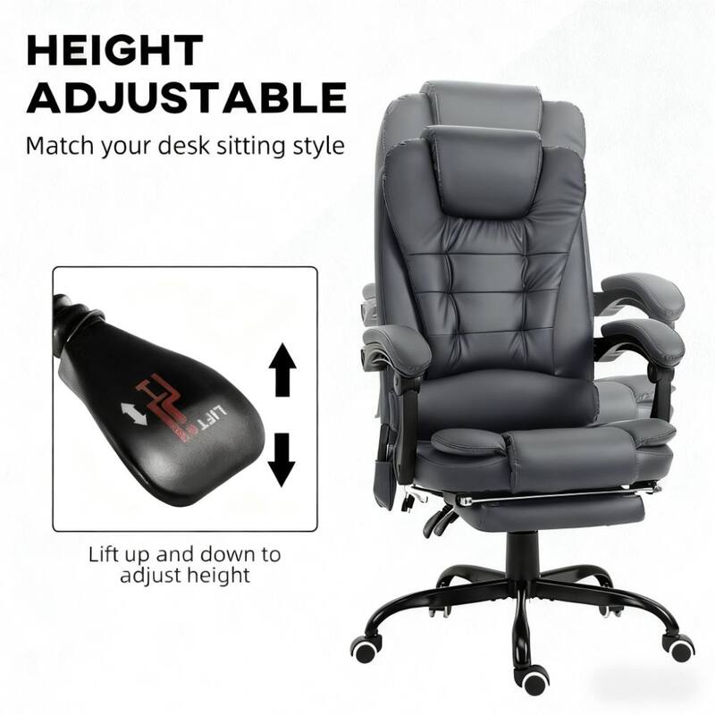 Massaging Office Desk Chair, Massage Office Chair High Back with Lumbar Support, Footrest