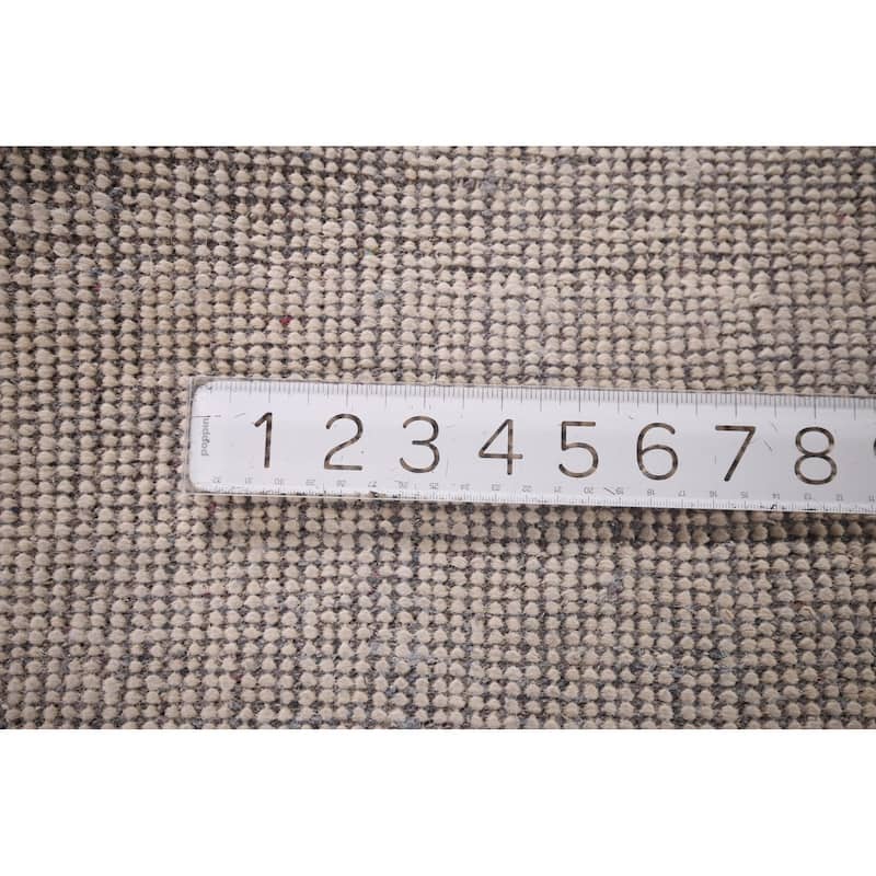 Handmade Abstract Indian Area Rug Beige Oriental Wool & Silk Carpet - 6'7"x 9'9"