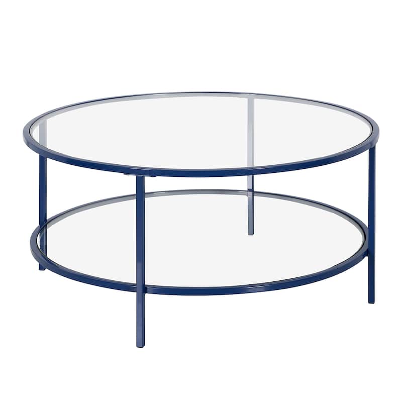 Sivil 36'' Wide Round Coffee Table with Glass Top - 36" Wide
