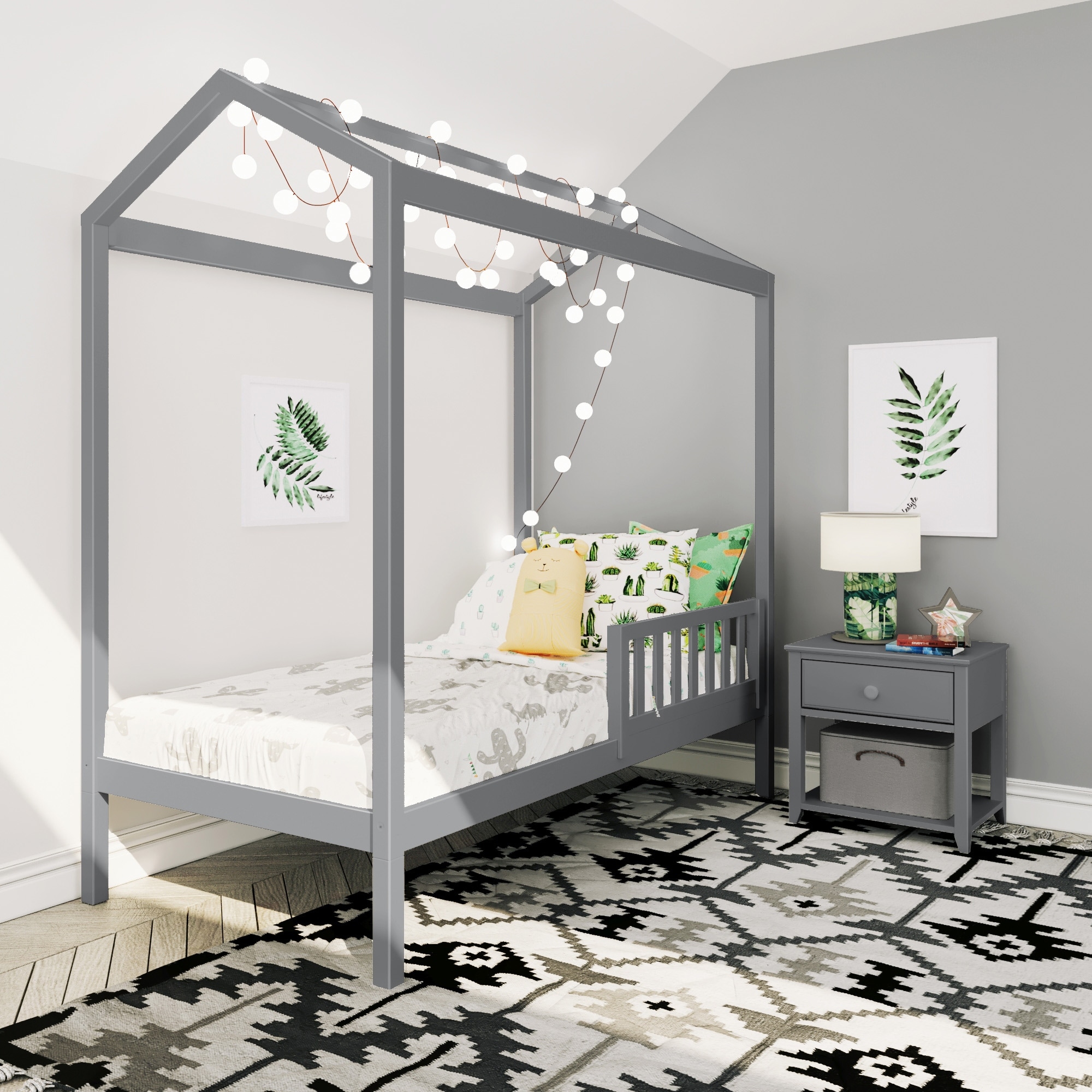 Max and Lily Twin House Bed with Guard Rail