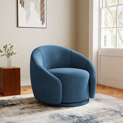 35" Wide 360-Degree Swivel Accent Barrel Chair