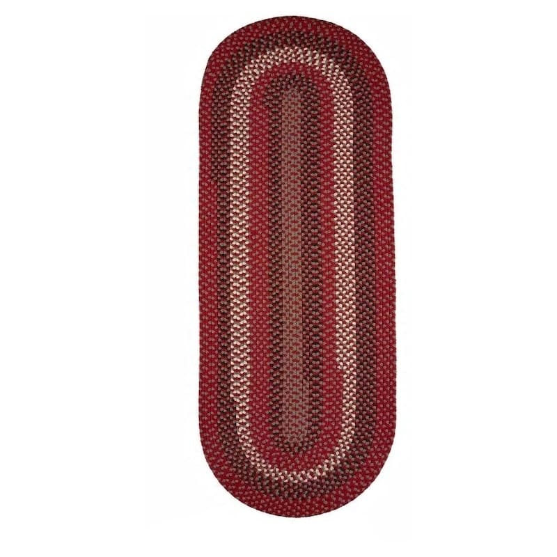Rhody Rug Mission Hill Indoor/Outdoor Braided Area Rug - Red Brick - 2' x 8' Runner